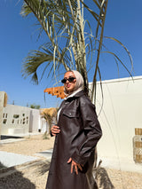 Lined Leather Shirt - Brown