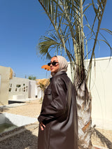 Lined Leather Shirt - Brown