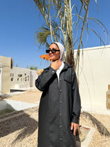 Lined Leather Shirt - Black