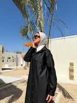 Lined Leather Shirt - Black