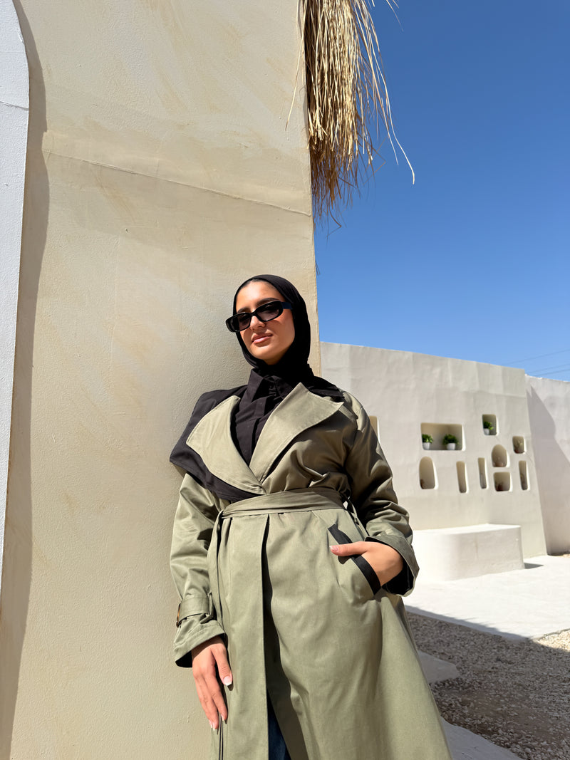 Two-tones Coat - Olive