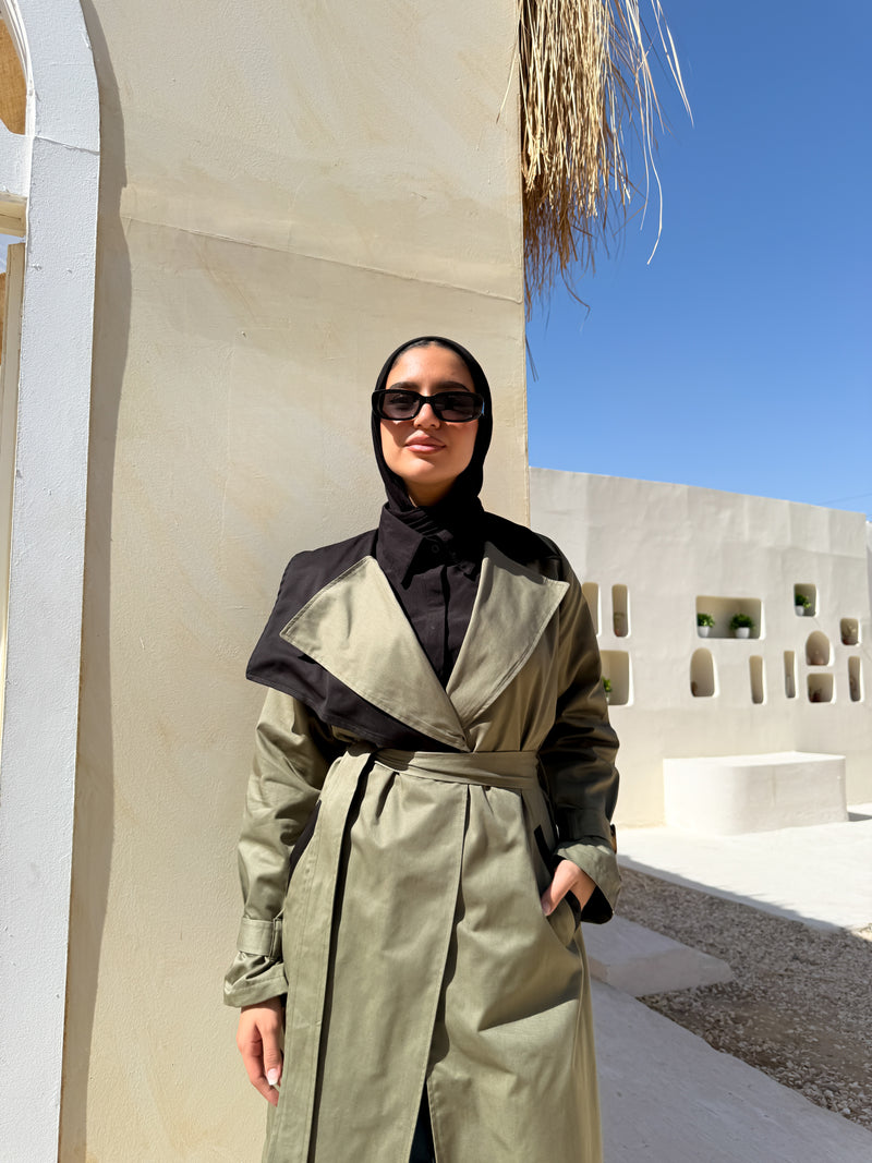 Two-tones Coat - Olive