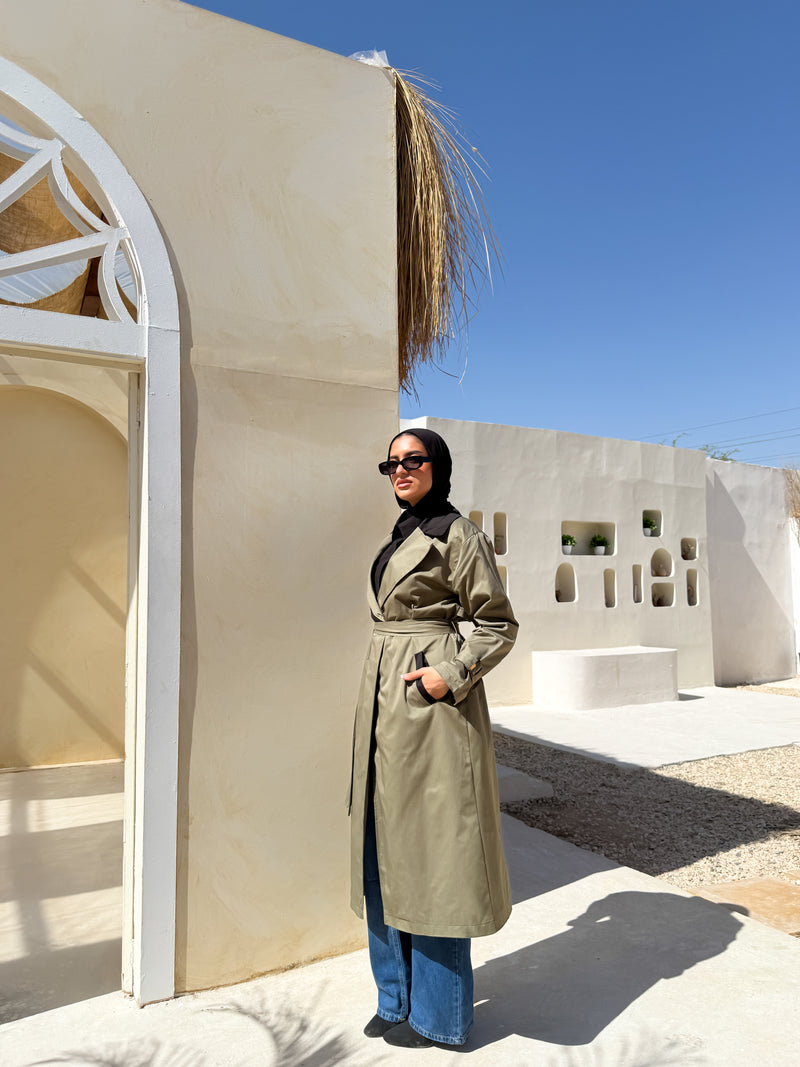 Two-tones Coat - Olive