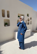 Denim Buttoned Jacket - Dark Blue