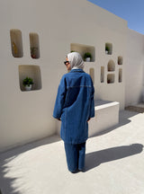 Denim Buttoned Jacket - Dark Blue