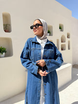 Denim Buttoned Jacket - Dark Blue