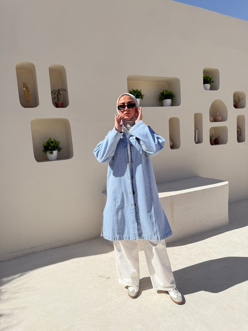 Denim Buttoned Jacket - Light Blue