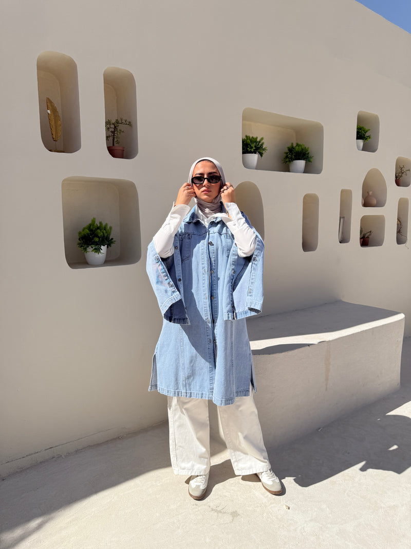 Denim Buttoned Jacket - Light Blue