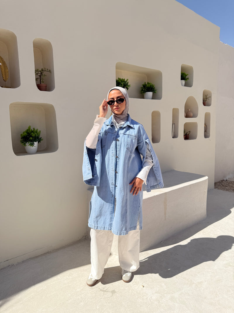 Denim Buttoned Jacket - Light Blue