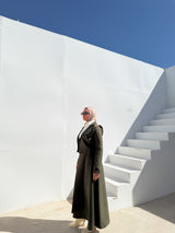 Double Layered Stripes Skirt - Olive