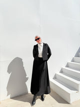 Double Layered Stripes Skirt - Black