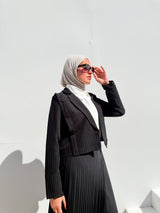 Striped Short Blazer - Black