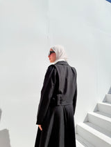 Striped Short Blazer - Black