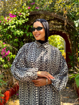 Printed Ruched Sleeves Shirt - Beige