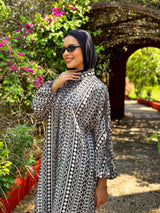 Printed Ruched Sleeves Shirt - Beige