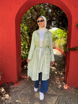 Patterned  Linen Shirt - Green