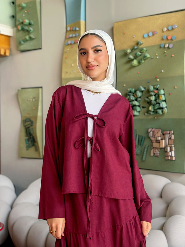 Bow Tie Blouse - Maroon