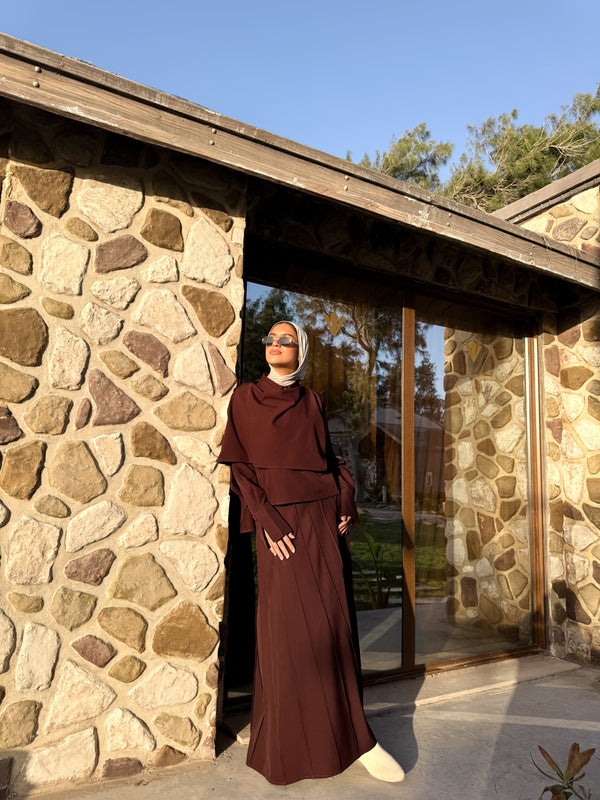 Tuck Detailed Skirt - Brown