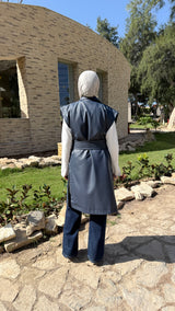 Leather Vest - Dark Blue
