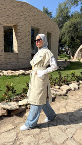 Leather Vest - Beige