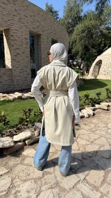 Leather Vest - Beige