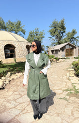 Leather Vest - Olive