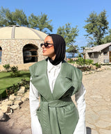 Leather Vest - Olive