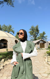 Leather Vest - Olive