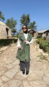 Leather Vest - Olive
