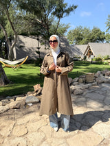 Asymmetric Gabardine Shirt - Olive