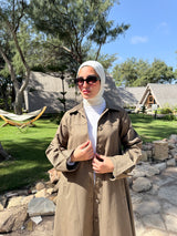 Asymmetric Gabardine Shirt - Olive