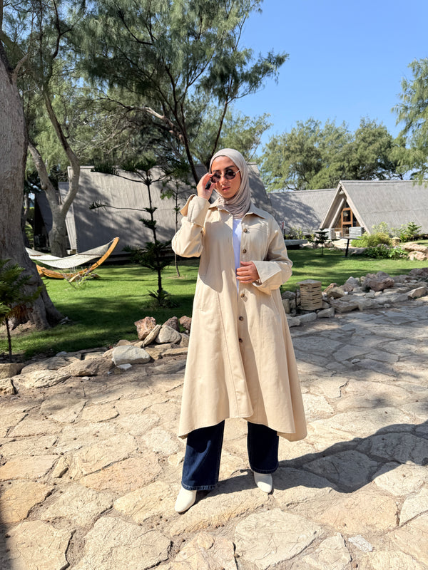 Asymmetric Gabardine Shirt - Beige