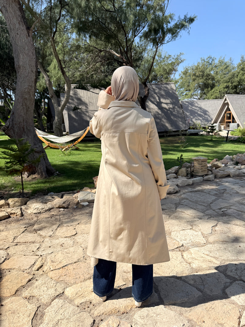 Asymmetric Gabardine Shirt - Beige