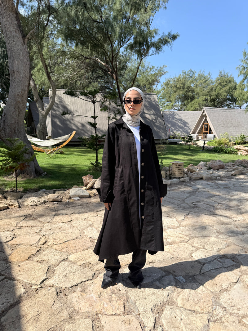 Asymmetric Gabardine Shirt - Black