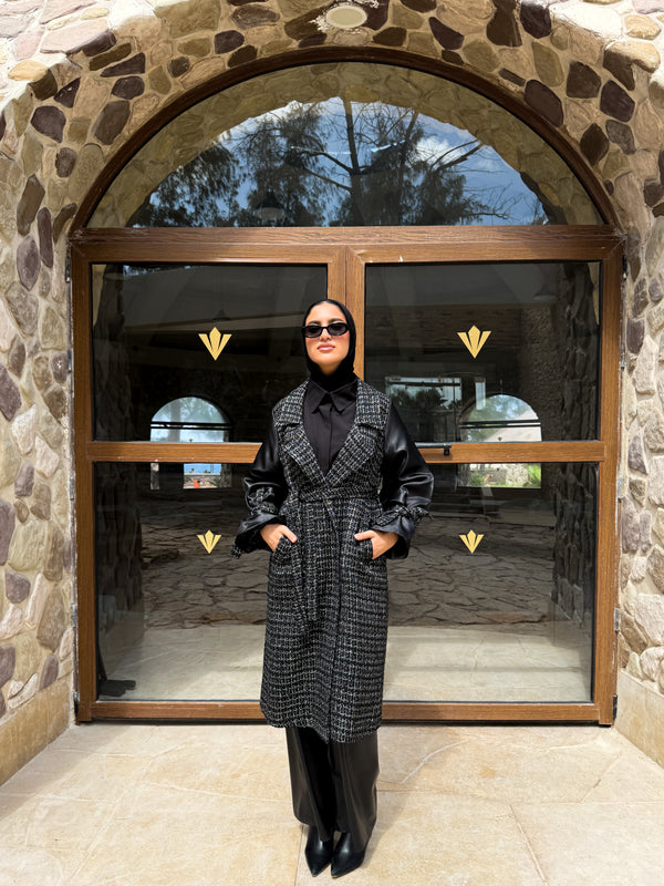 Organza Sleeves Coat - Black