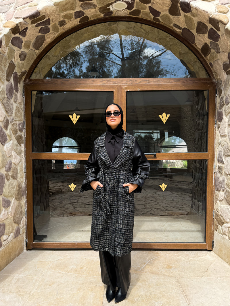 Organza Sleeves Coat - Black