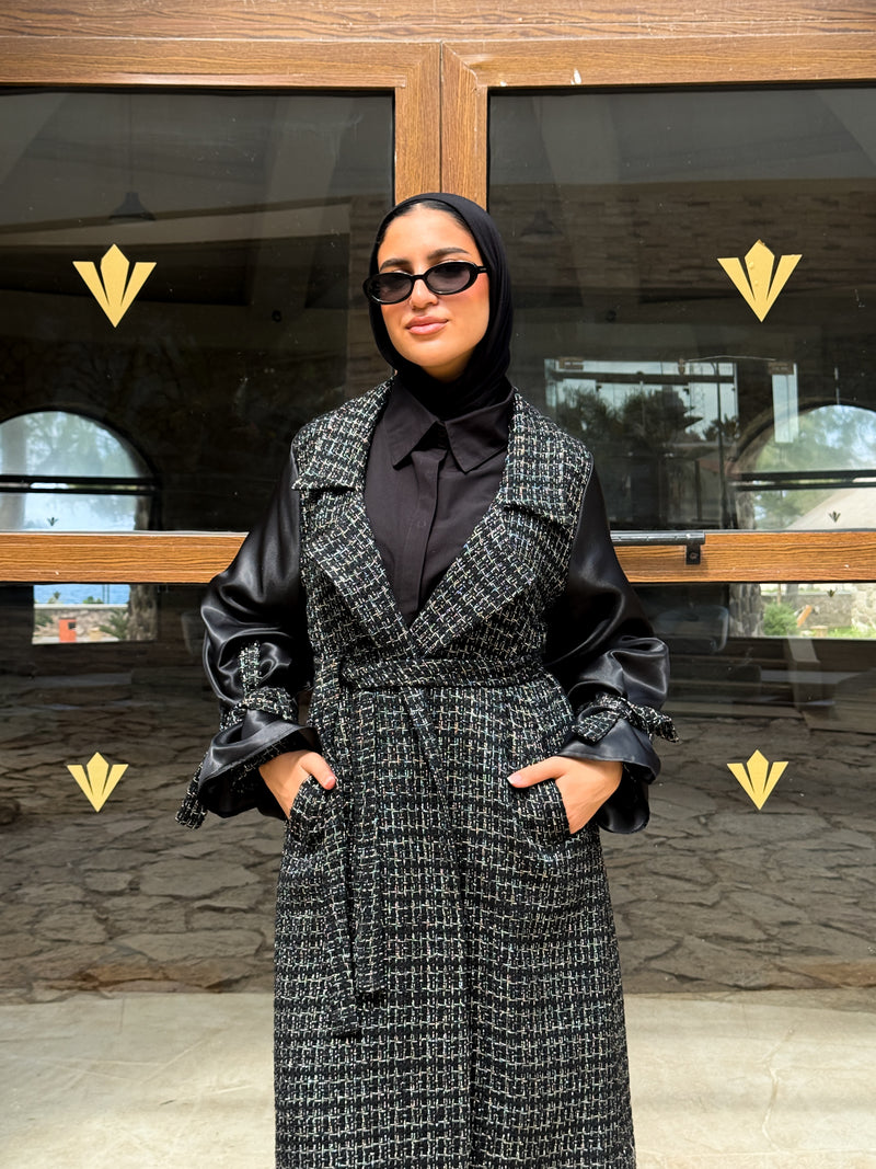 Organza Sleeves Coat - Black