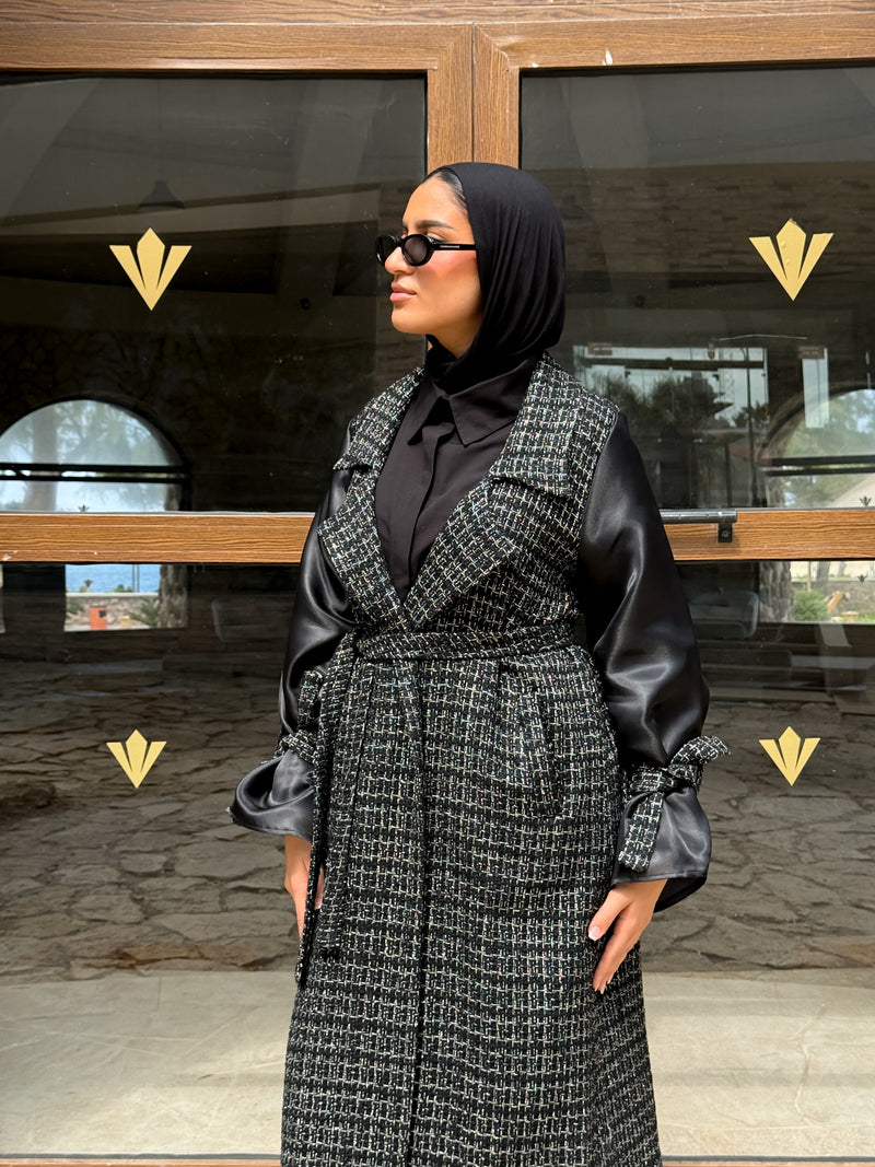 Organza Sleeves Coat - Black