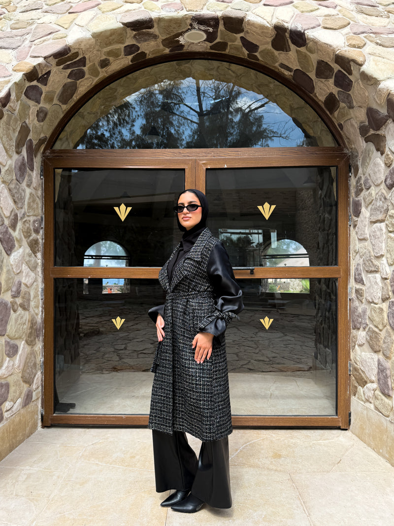 Organza Sleeves Coat - Black