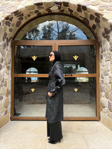 Organza Sleeves Coat - Black