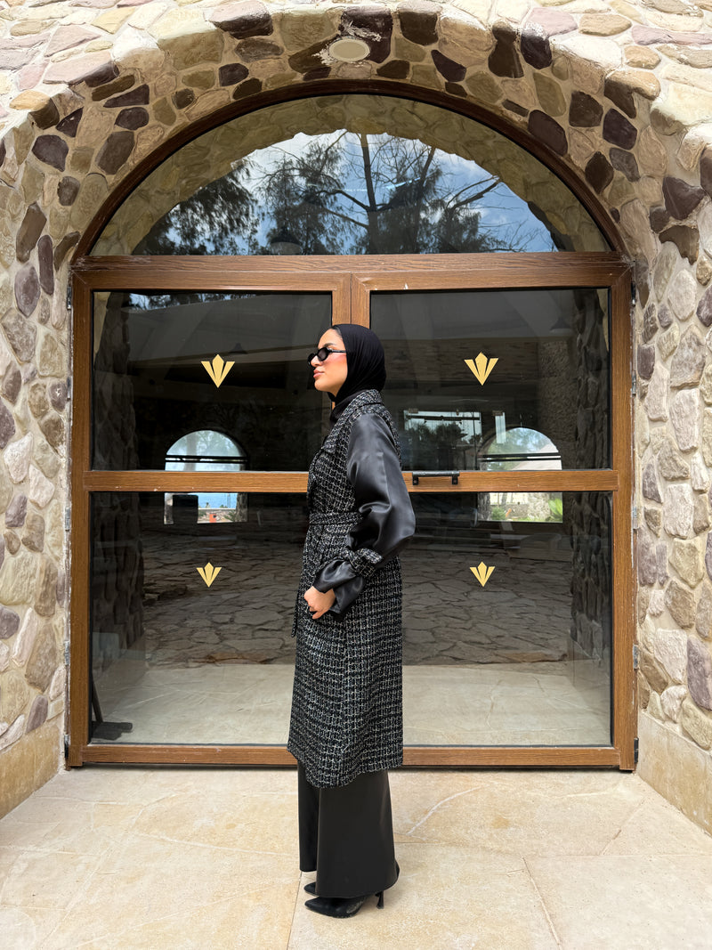 Organza Sleeves Coat - Black