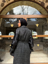 Organza Sleeves Coat - Black