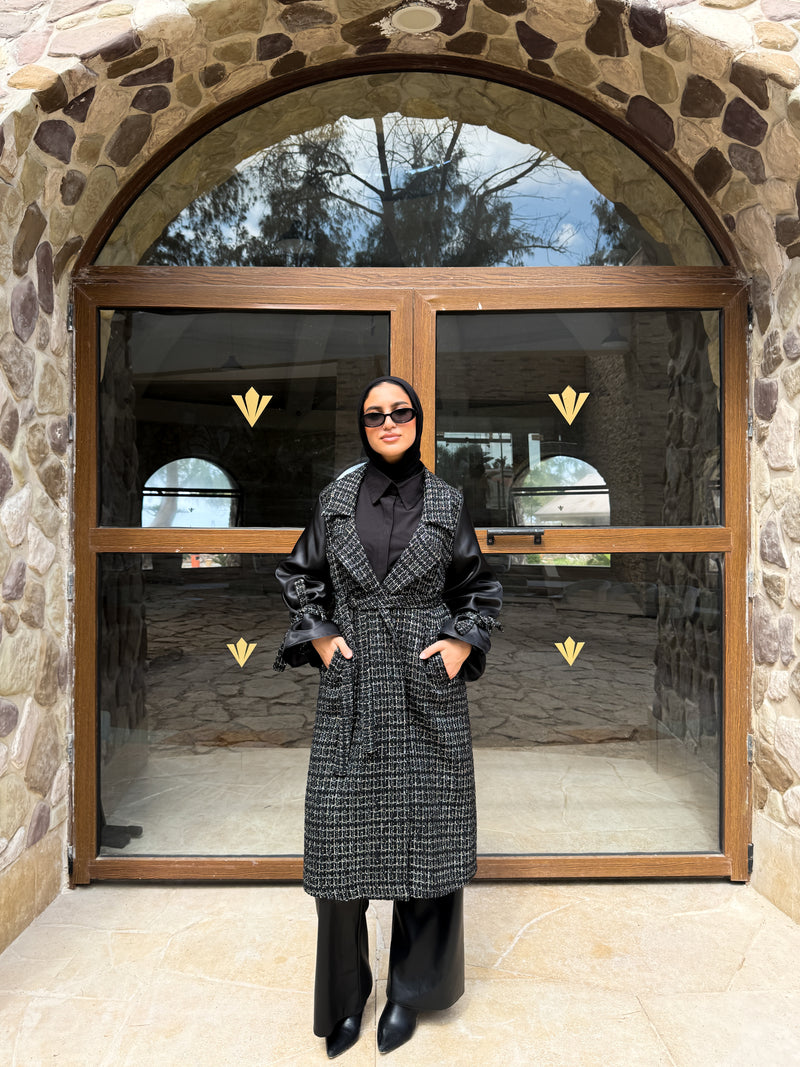 Organza Sleeves Coat - Black