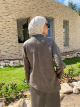 Suede Blouse With Buckle - Olive