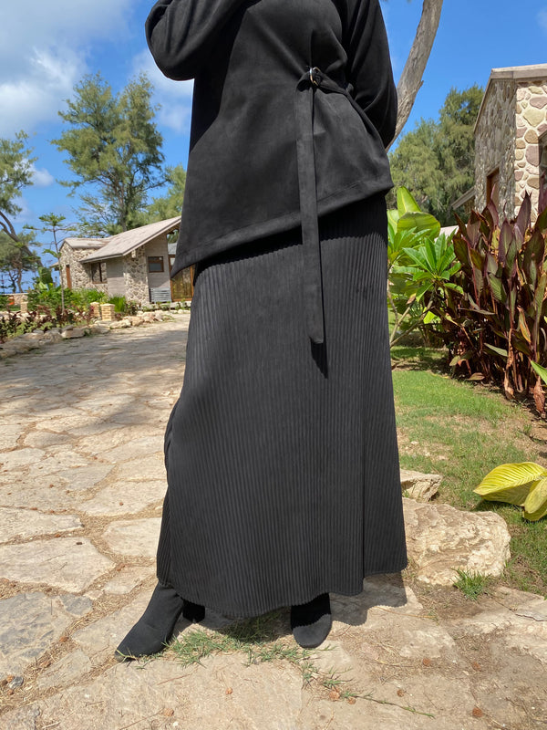 Suede Plain Skirt - Black