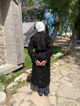Buttoned Gabardine Coat - Black