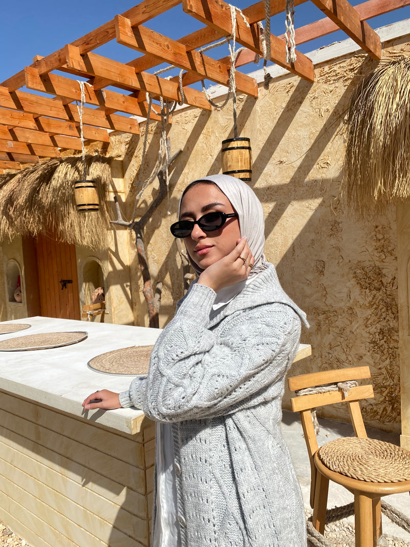 Cable-Knit Cardigan - Grey