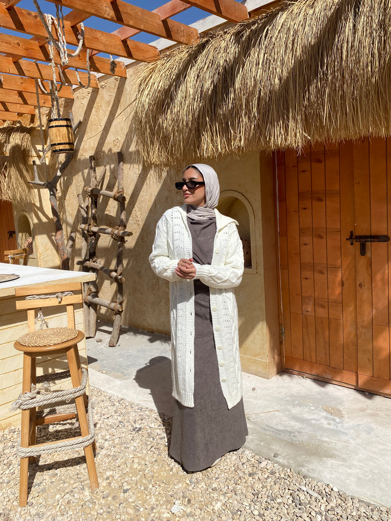 Cable-Knit Cardigan - Offwhite