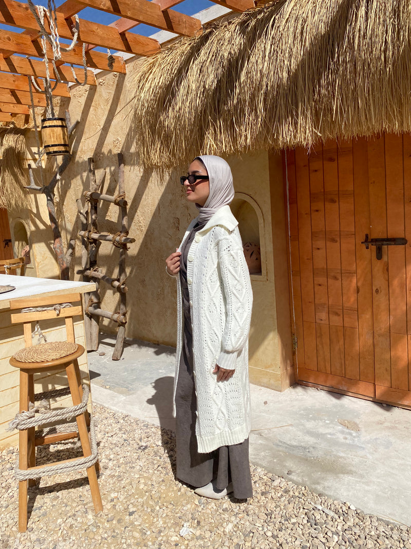 Cable-Knit Cardigan - Offwhite