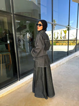 Denim Stitched Skirt - Black